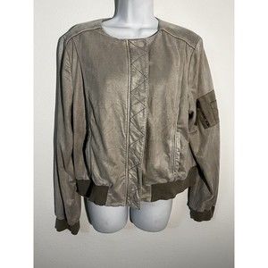 Marrakesh Jacket Beige Microsuede Zip Front Size Large Boho Anthropologi…